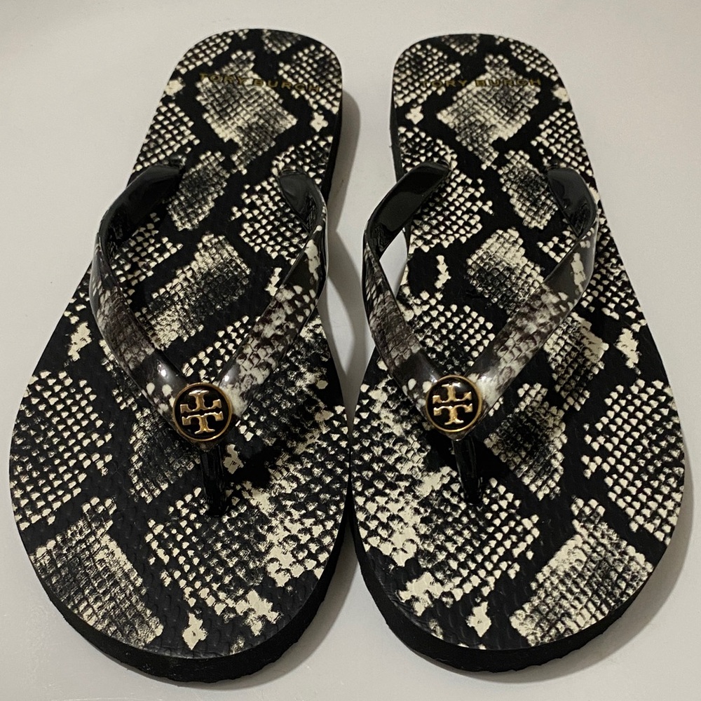 Tory Burch snakeskin flip-flops
